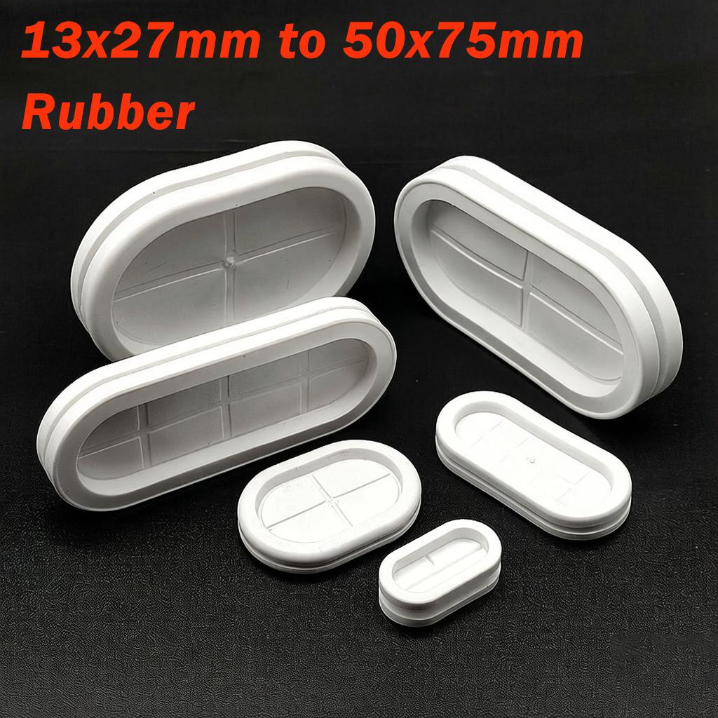 

White Protective Coil Rubber Sealing Cap Oval Double Sided Rubber Grommets Hole Plug For Protection Wire Cable Seal Ring 25x40mm-2pcs