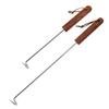 Yousheng BBQ Steak Grill Hook Meat Turner Wooden Handle Stainless Steel Food Flipper for Grilling Vegetables Portable Kitchen Tool