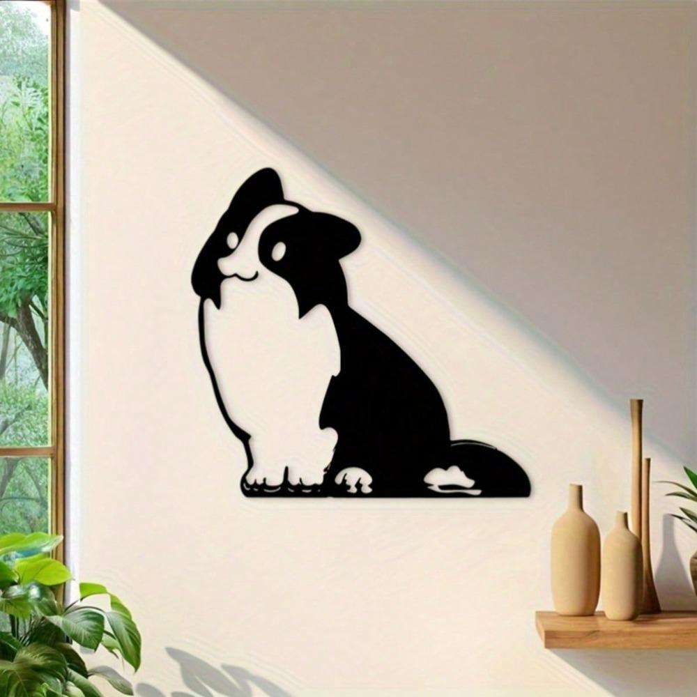Metal Dog Silhouette Wall Art Black Rustproof Coating Home Decor Living Room Bedroom Kitchen Gift Dog Lovers
