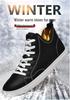 Men's Korean Style Velvet-Lined Mid-Top Leather Sneakers - Trendy Casual Cowhide Patchwork, Large Sizes Available.
