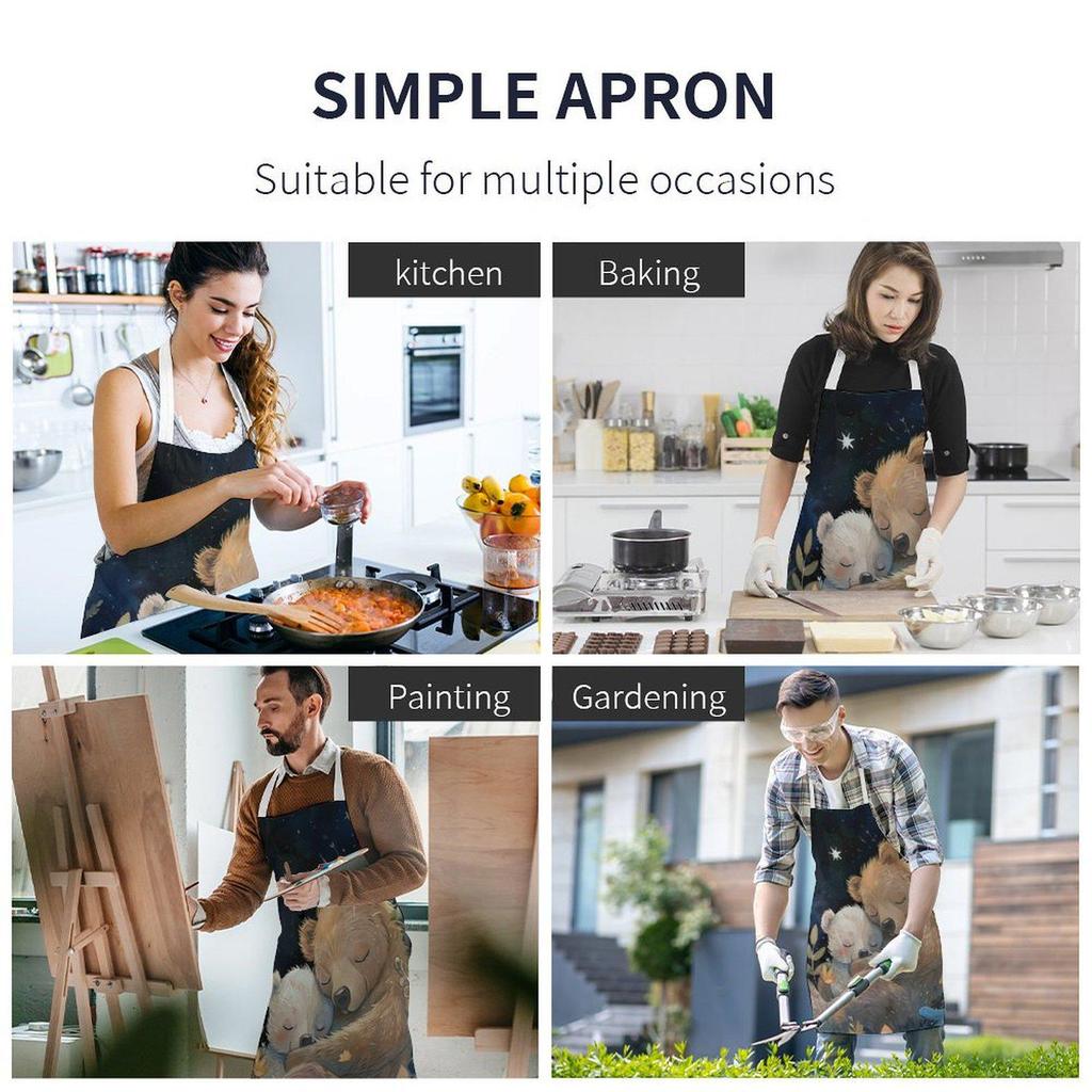 Anpassad plyschbjörntryckt köksförkläde i polyester