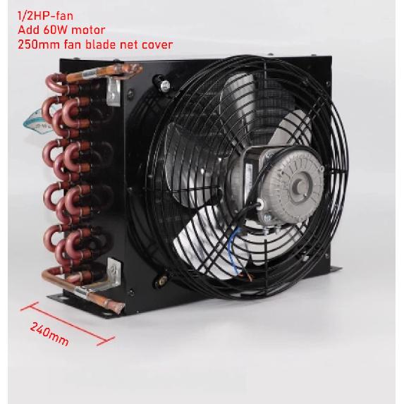 Freezer Refrigerator Condenser Copper Tube Aluminum Fin Air-cooled Water-cooled Cold Storage Unit 1/2HP FNA 1.0/4.4