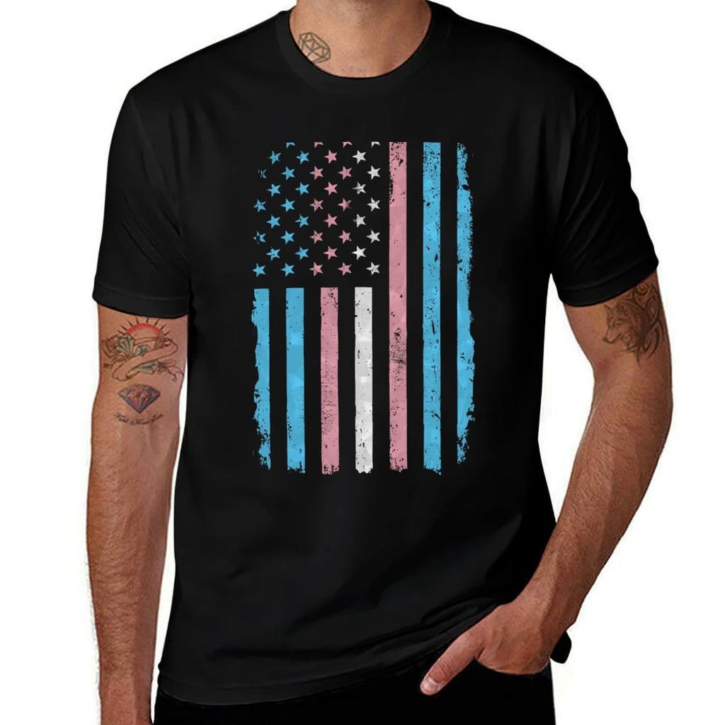 Transgender American Flag Trans Patriotic Usa Tshirt Light Athletic Short Sleeve Tee Shirt