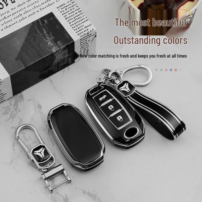 Infiniti QX50/QX60 Key Case - Soft Rubber, Silver Edged Shell.