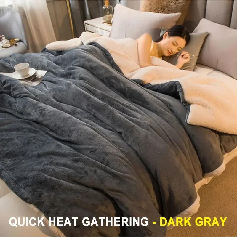 Wool Throw Blanket Keep Warm Winter Bed Blankets Double Sided Queen Duvet Cover Camping Double Bed Cover Bedspread On the Bed