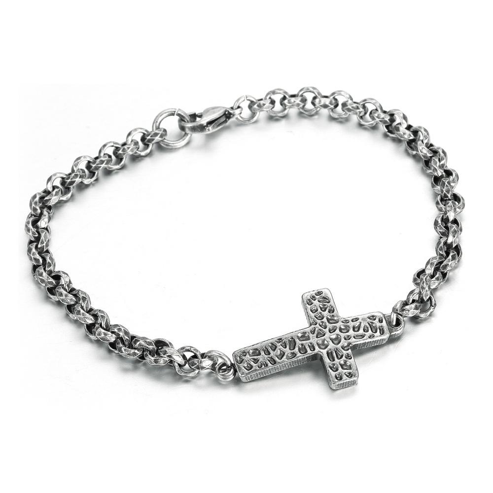 

Ретро простой тотемный крест браслет из титановой стали мужские аксессуары 22cm