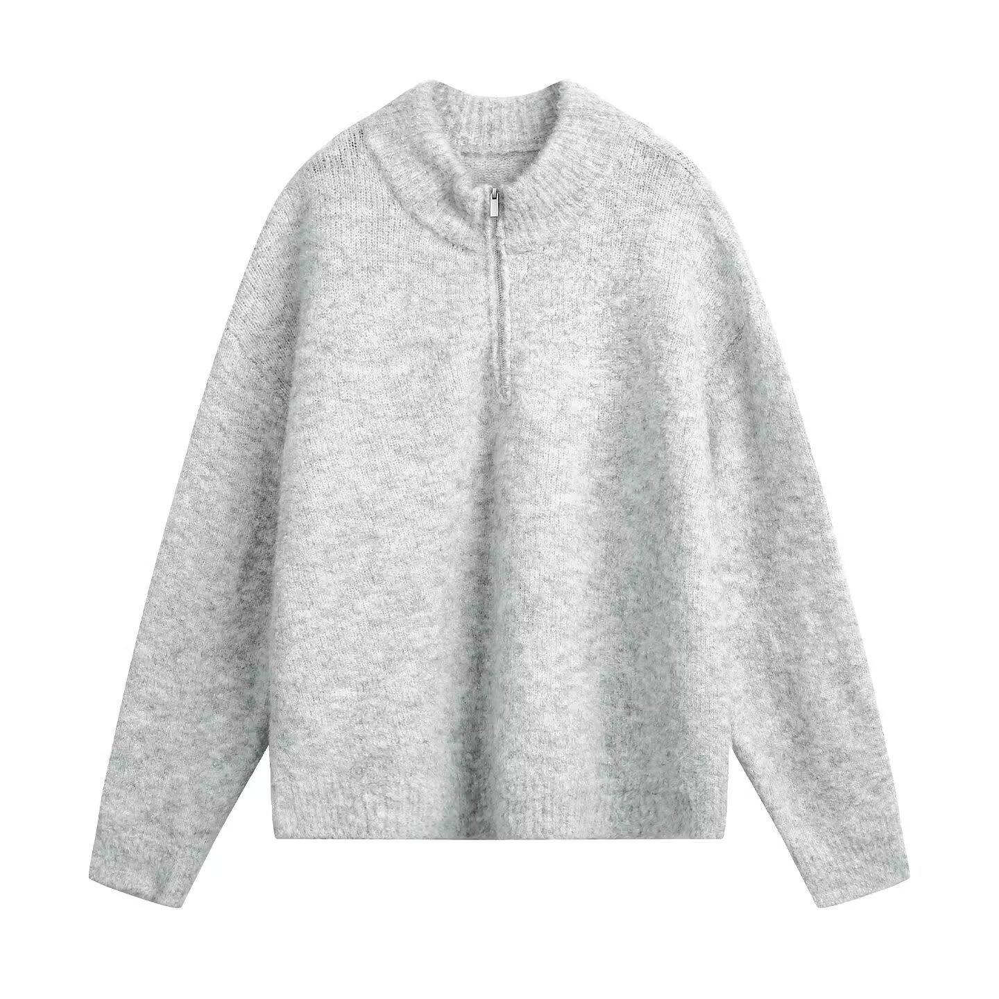 

Men s Trendy American Retro Half-Zip Stand-Up Collar Sweater - Autumn/Winter Style, Lazy Knitwear with High-End Feel XL