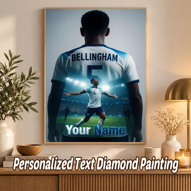Jude Bellingham Custom Name Text 5D Diamond Painting Kit DIY Full Drill Diamond Art Decoration