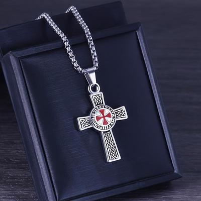 Vintage Fashion Crusader Freemason Pánský přívěsek Minimalistický křížový náhrdelník Pánský módní přívěsek