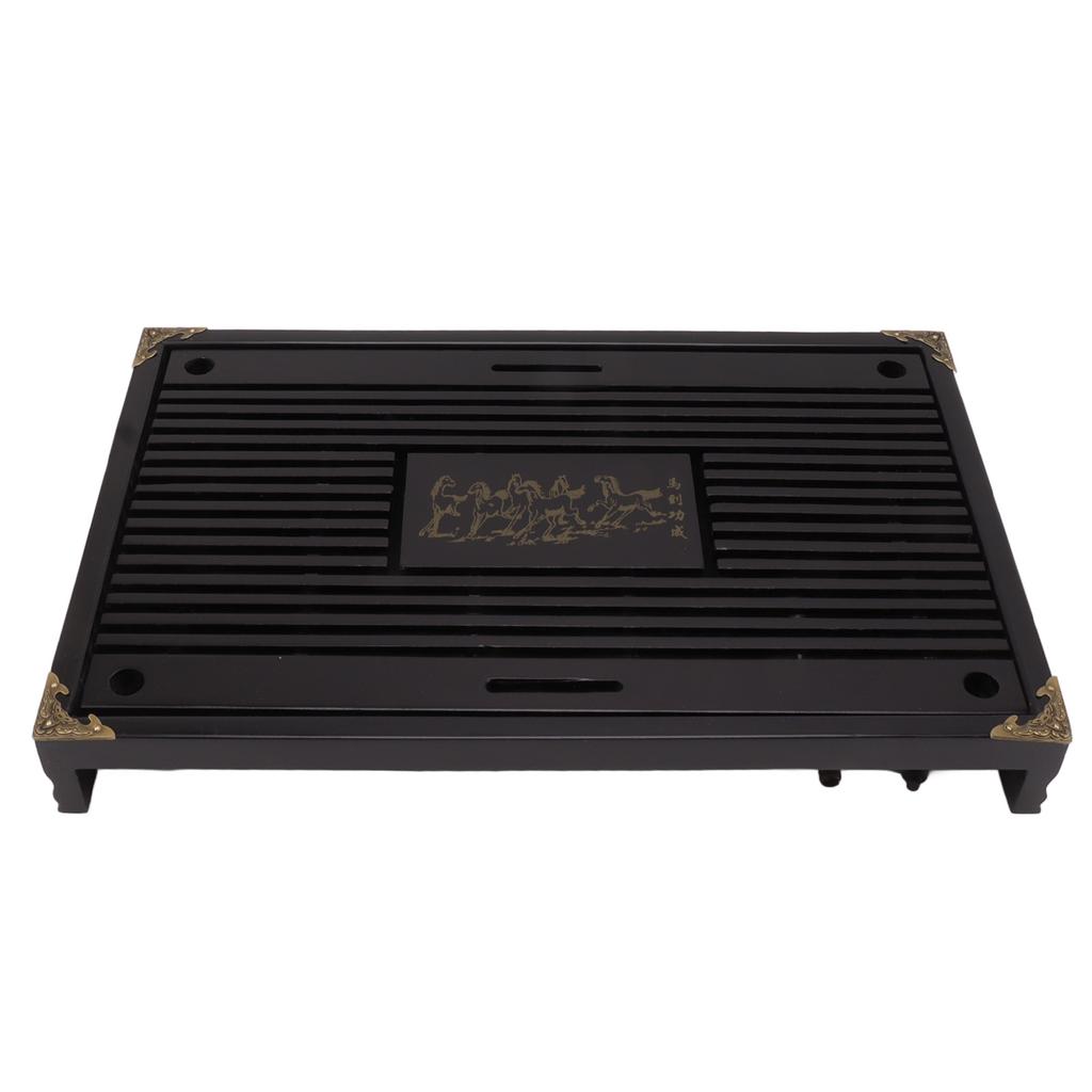 Simple Tea Tray Drawer Type Wooden Drainage Water Storage Gongfu Tea Table Set for Home Black