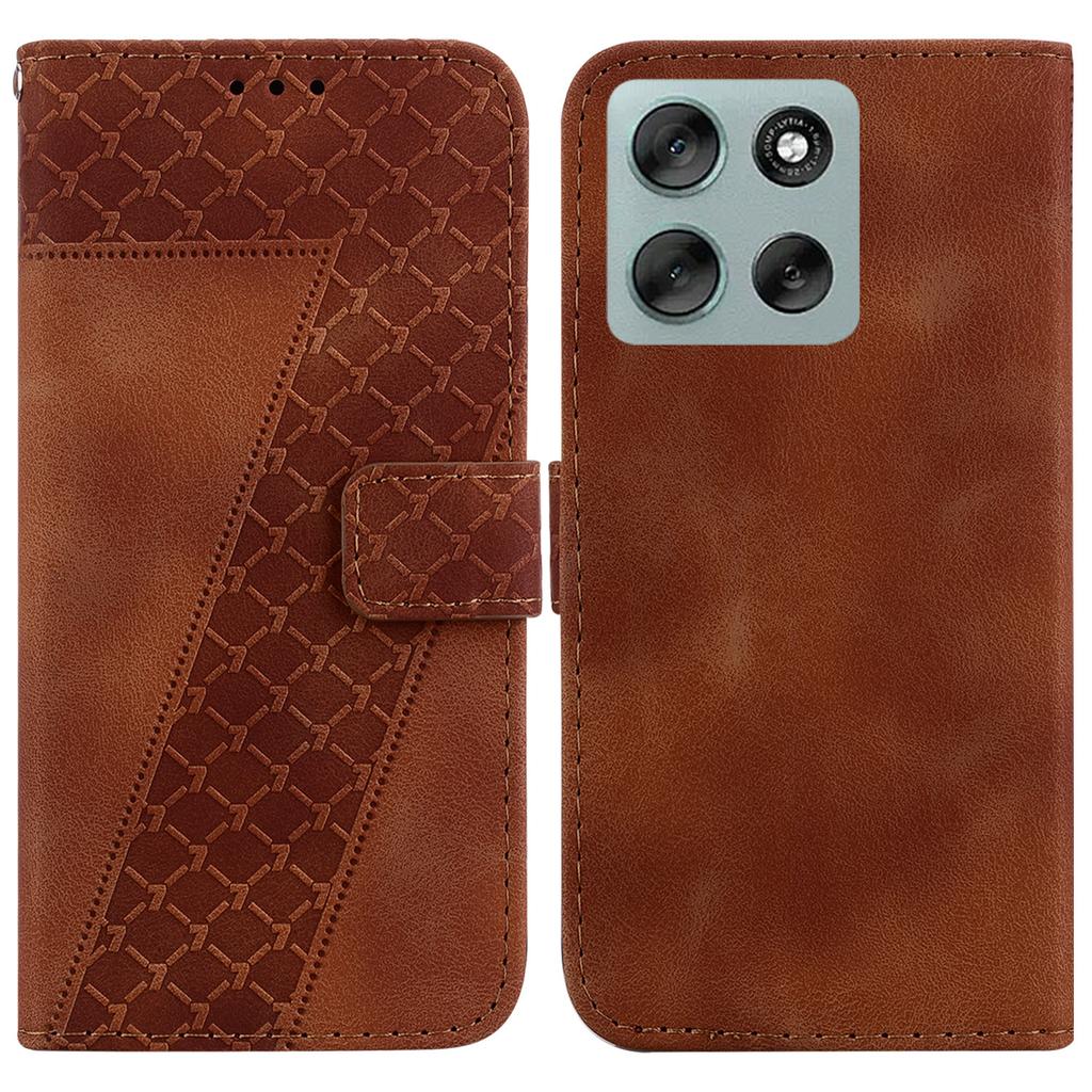 Etui-podstawka do Motorola Moto G56 5G Wzór 7 Kształt Wytłoczenie Skórzane Pokrowiec na Telefon z Paskiem