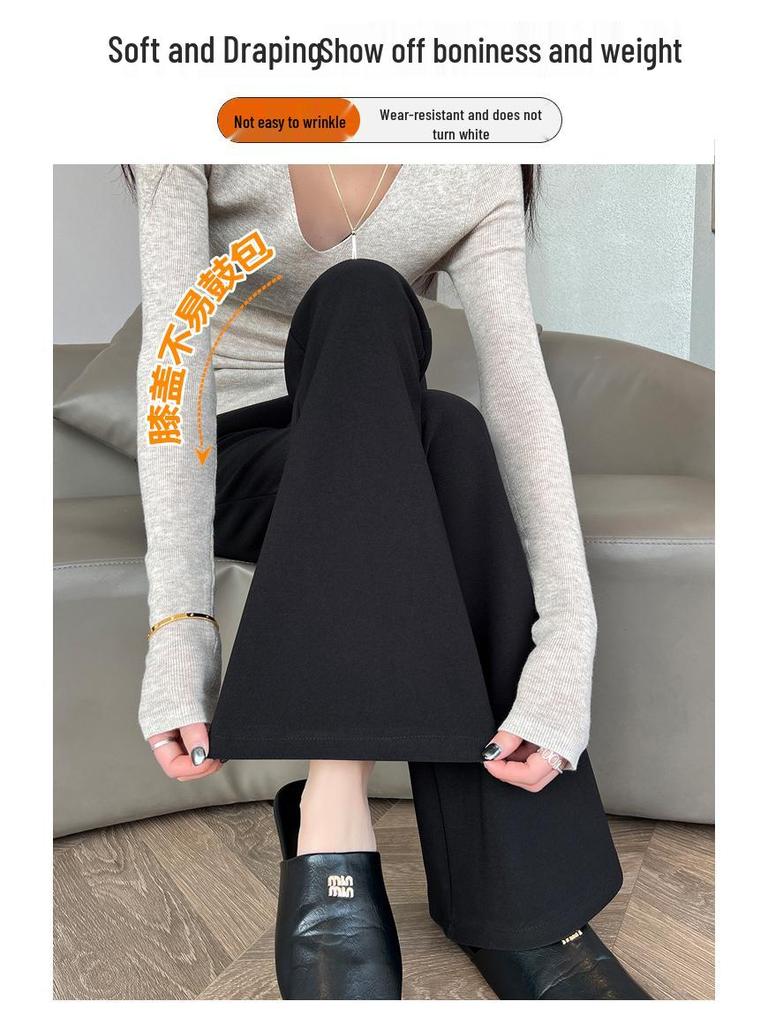 Women's Faux Two-Piece Micro-Flare High-Waisted Slimming Horseshoe Pants - Spring/Summer 2026