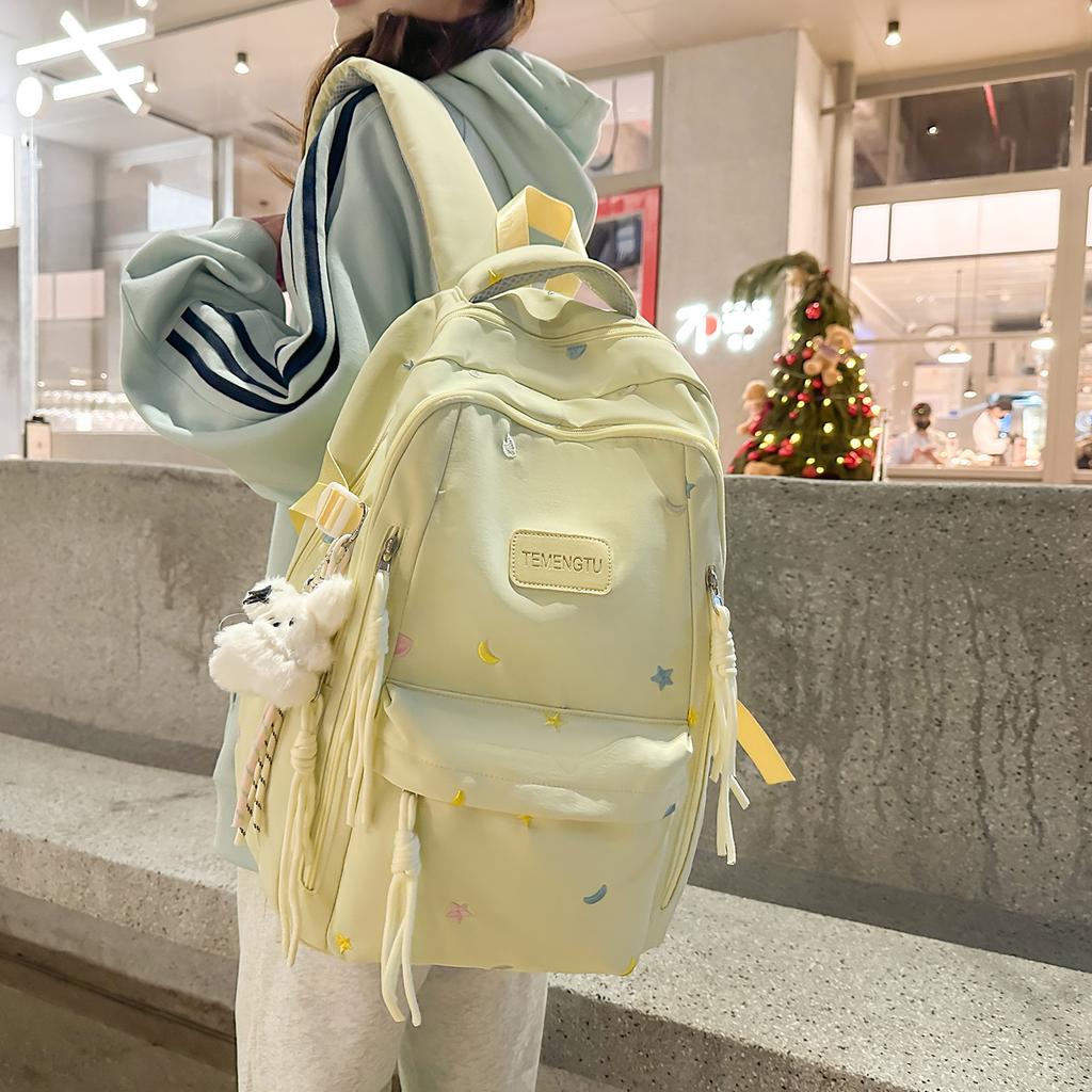 Schoolbag Junior high school student schoolbag girl Japanese and Korean ins wind star embroidery multi-compartment backpack versatile high-value