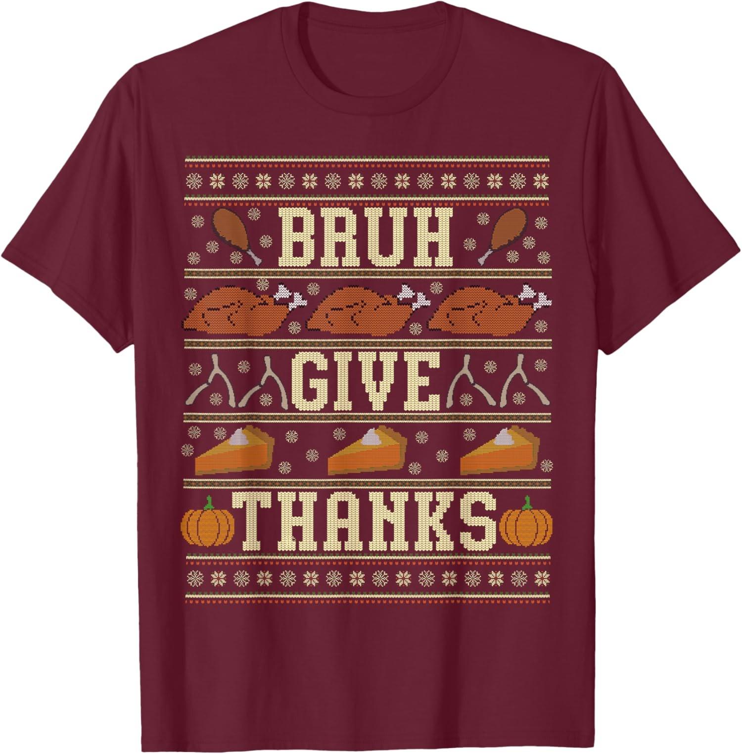 Bruh Meme Ugly Thanksgiving Sweater Turquie T-shirt unisexe S