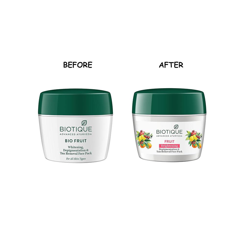 Biotique Fruit Brightening Face Pack 235g – Tan Removal, Depigmentation, Natural Glow for All Skin Types