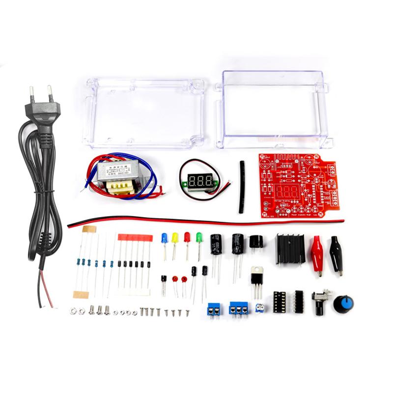 Electronic DIY LM317 Adjustable Voltage Regulated Kit DC Step-down Power Supply Making Parts With Case Soldering Assembly 220V