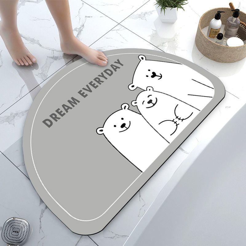 Diatom Mud Bathroom Cartoon Door Mat, Water Absorption and Non-slip Toilet Quick-drying Toilet Semicircular Door Mat Is Simple