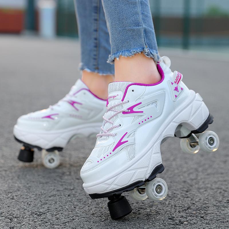 Adult Four-wheel Deformed Walking Shoes Men's and Women's Roller Skates Children's Skates Boys' and Girls' Two-wheel Sports Shoes