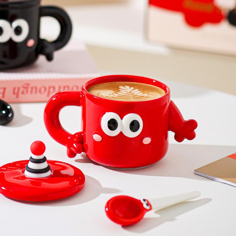 Holding Hands Cup Couple Ceramic Cup Gift Box Funny Mug with Lid Household Niche Water Cup Wedding Gift Cup