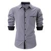 Herren Frühling Herbst Herrenmode Kariert Color Blocked Business Schlankmachend Freizeit Hemd Langarmhemd