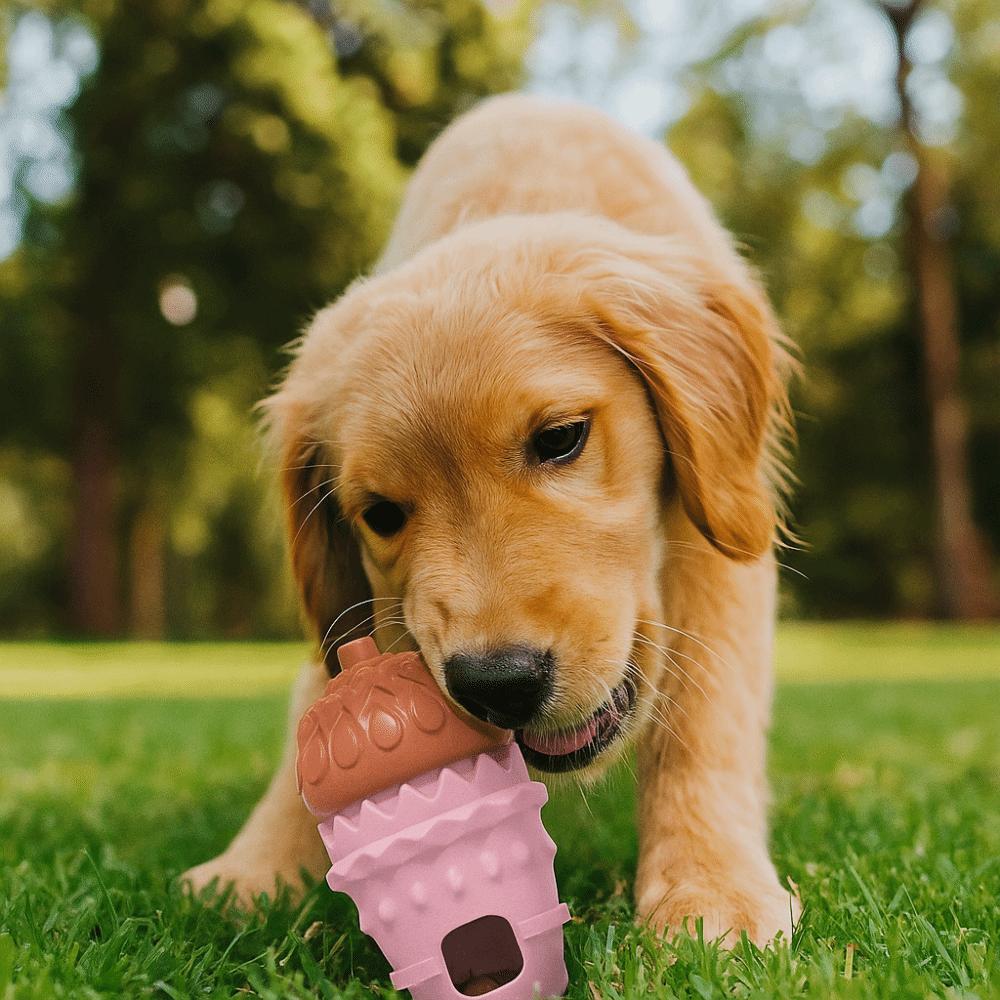 Multi Function Bite Resistant Pet Leakage Food TRP Durable Dog Chew Balls Pinecone Shape Interactive Dog Training