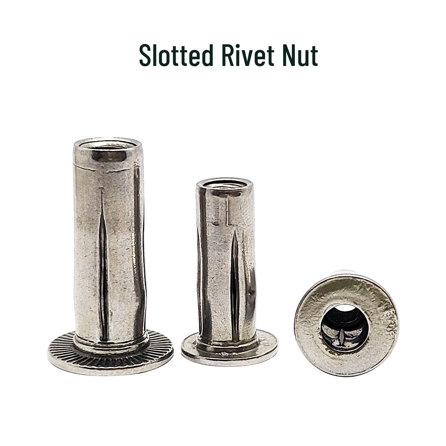 304 Stainless Steel Lantern Rivet Nut, Open Slot Expansion, Carbon Steel, Blue Zinc Plated M5x22 Carbon Steel Blue Zinc Plated