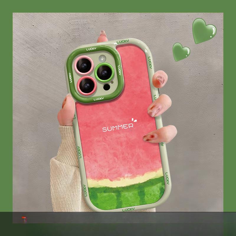 Applicable To Apple 15 Mobile Phone Case Iphone14pro Summer Watermelon 13 Silicone Anti-fall 12/11 Full-inclusive Xs Fine Hole