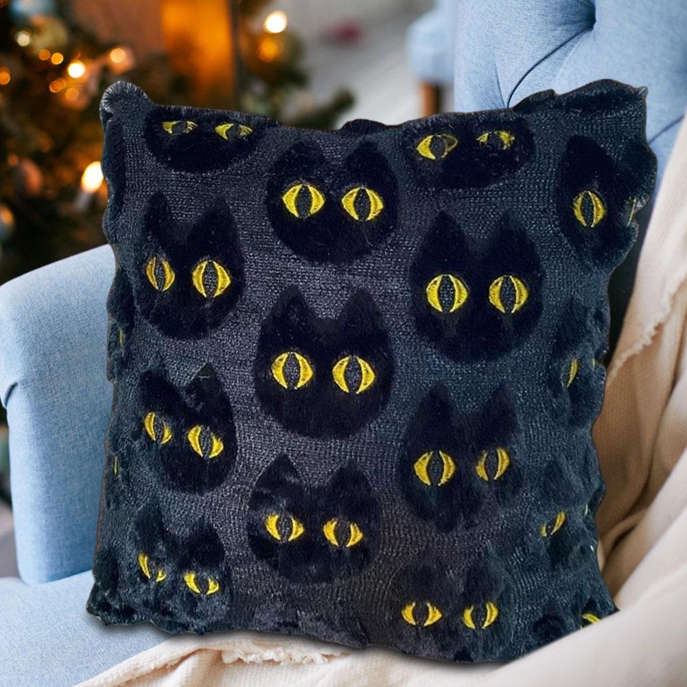 Halloween Ghost Pumpkin Pillowcase 45*45cm Washable Plush Faux Fur Pillow Covers Halloween Decor for Sofa Couch Bed Living Room
