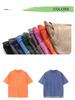 Retro Streetwear 230G Pure Cotton Distressed Men's T-shirt, Solid Color, Loose Fit, Short Sleeve