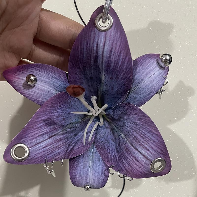 Słodki Fajny Nit Lilii Brelok Eleganckie Symulowane Kwiaty Materiałowy Breloczek Dla Kobiet Dziewczyn Dodatki Wisiorek do Torby Prezent