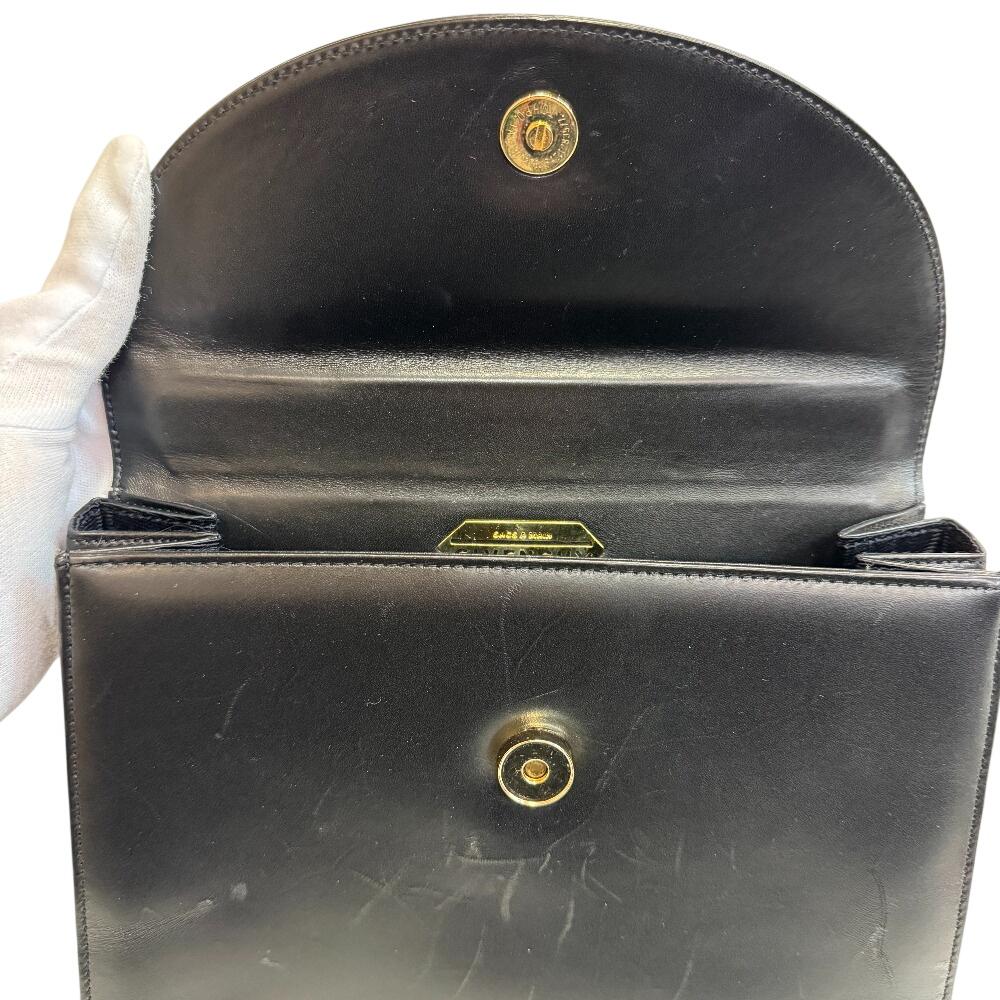 Givenchy Handbag with Logo Button and Top Handle Leather Handbag Black Leather Women Used