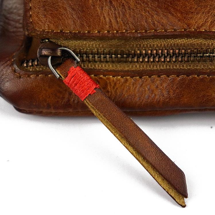 Erste Schicht Vegetable Tanned Leather Handgefertigt Vintage Stil Minimalistisch Leicht Studentin Mädchen Münzbeutel Kleiner Münzbeutel