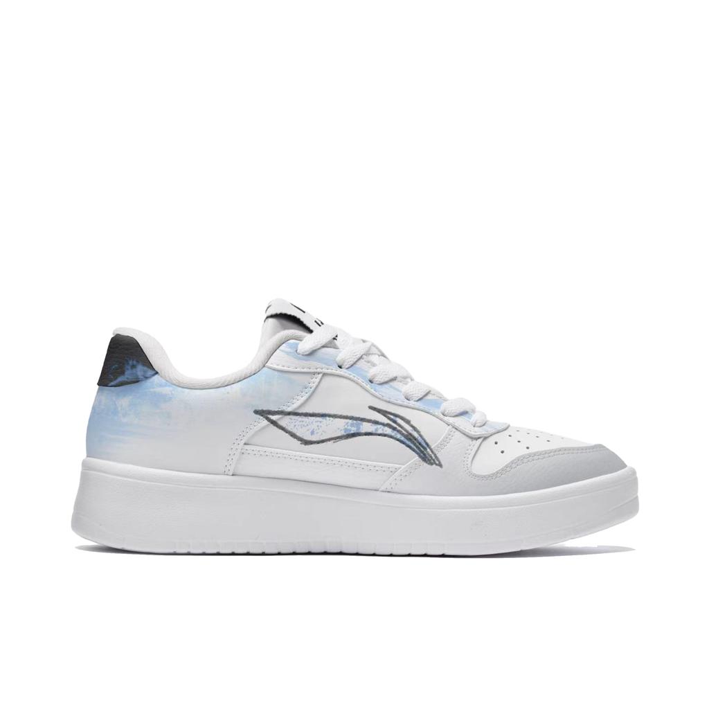 Li Ning Blue Scarp, Box Cushioning Low top Skateboard Shoes Men's White Blue AGCS419-1(TeamM--BOX)