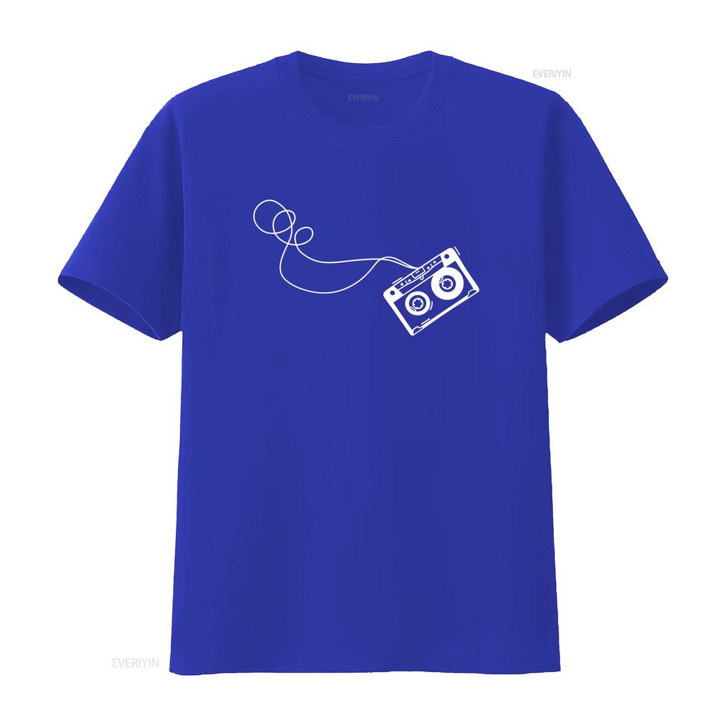 Mens Retro Music Cassette Sketch Vintage Audio Drawing T Shirt L to 5XL vintage Washed Versatile designer clothes streetwear