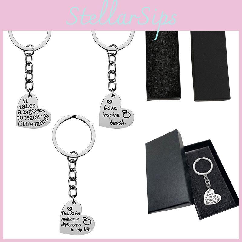 Stainless Steel Keychain With Heart Design Perfect Teacher's Day Or Graduation Gift