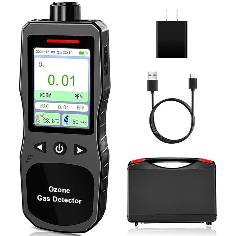 A84E-Ozone Detector Ozone Meter Ozone Gas Detector Ozone Meter With Alarm,Temp & Humidity Tester US Plug