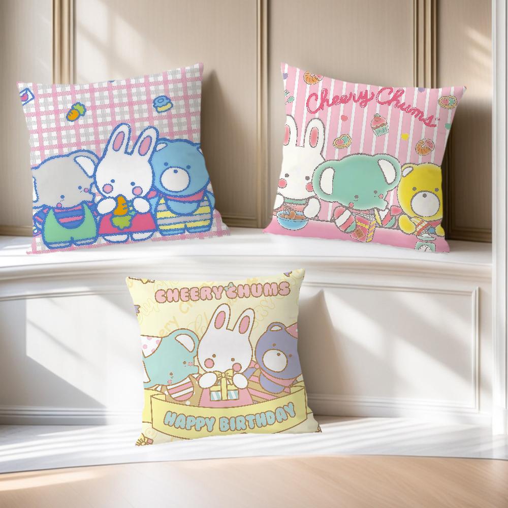 Cute Cartoon cCheery Chums Bunny Sro Cushion Cover Soft Comfortable Pillow Case Sofa Living Room Home Decor Protective Covers