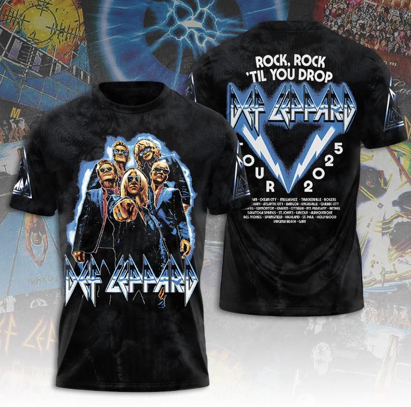 New Def Leppard Rock Til You Drop 2026 Tour Date 3D T-shirt S to 5XL 2F1001 XL