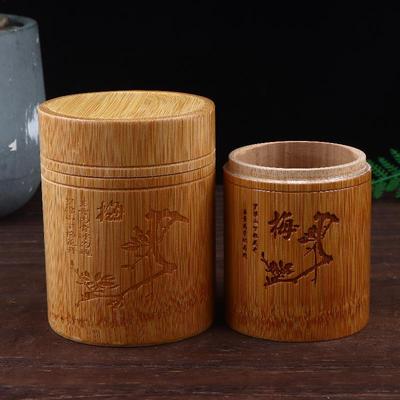 Scatola Portafiori di Bambù Intagliata Coperchio Sigillo Lattina da Tè Scatola per Alimenti Spezie Frutta Secca Organizer Barattoli da Cucina Accessori
