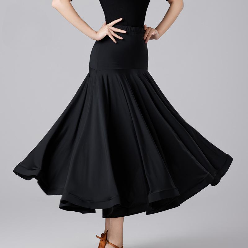 Dámská moderní kolová sukně Waltz Sálový tanec Tréninková volánová dlouhá sukně Dámská sálová taneční poloviční sukně Jednobarevné dlouhé šaty