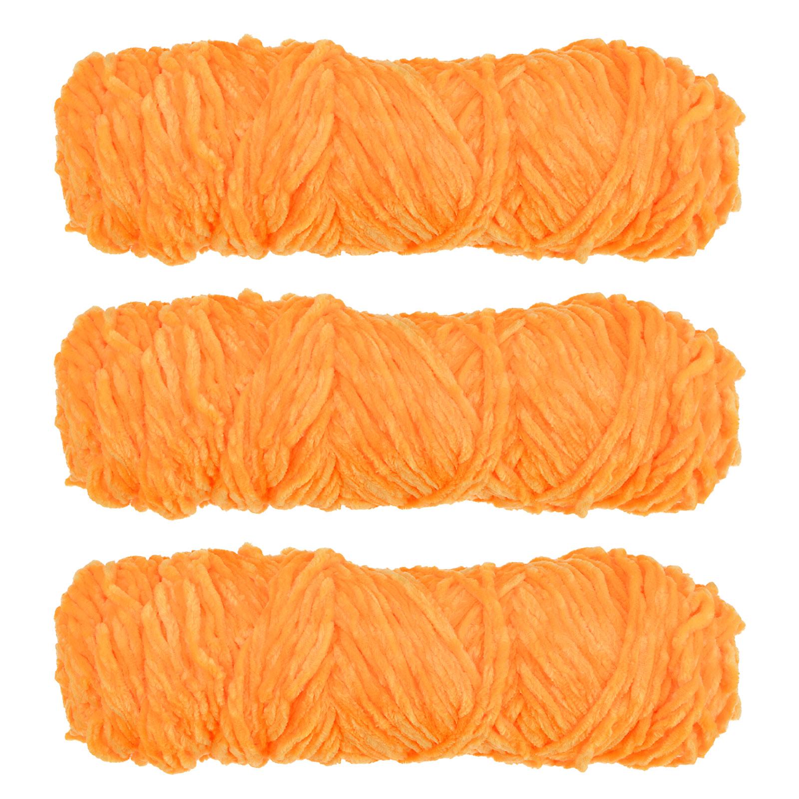 

3 Skeins Chenille Yarn Soft Blanket Yarn Polyester Velvet Fancy Fluffy Yarn Knitting for Crochet Weaving Scarf, White помаранчевий