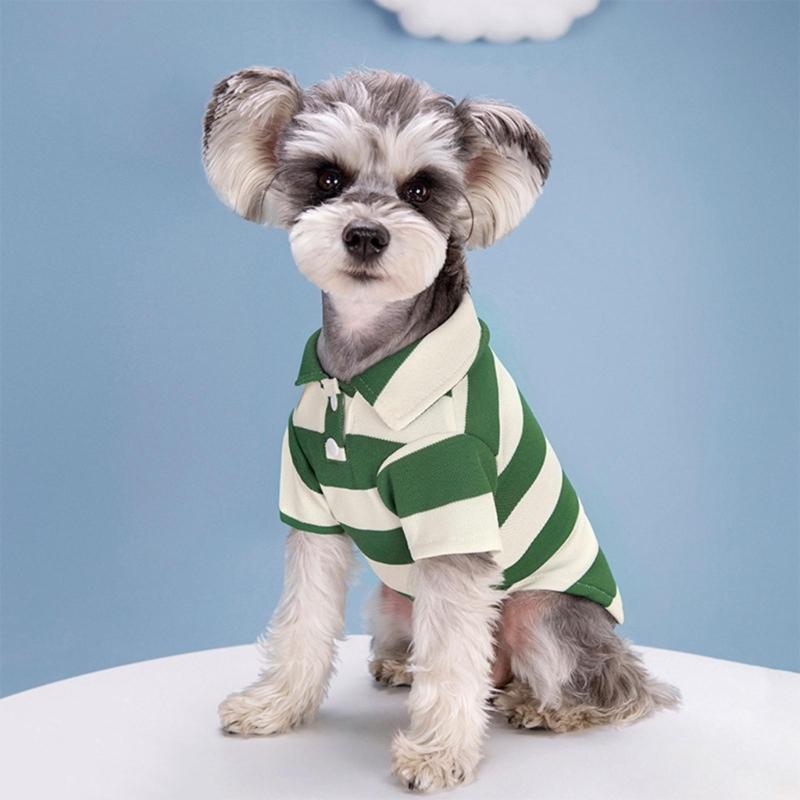 Small Dog PoloShirt Two-Leg Casual Stripe Shirt Puppy Costume Summer T-Shirt Fashion Clothes for Bichon FrenchBull dog
