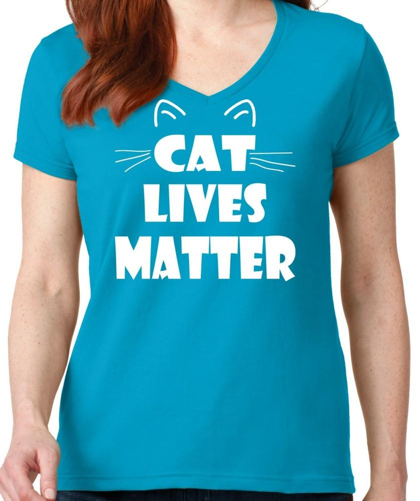 PubliciTeeZ Cat Lives Matter Women s V Neck T Shirt Unisex T-Shirt S