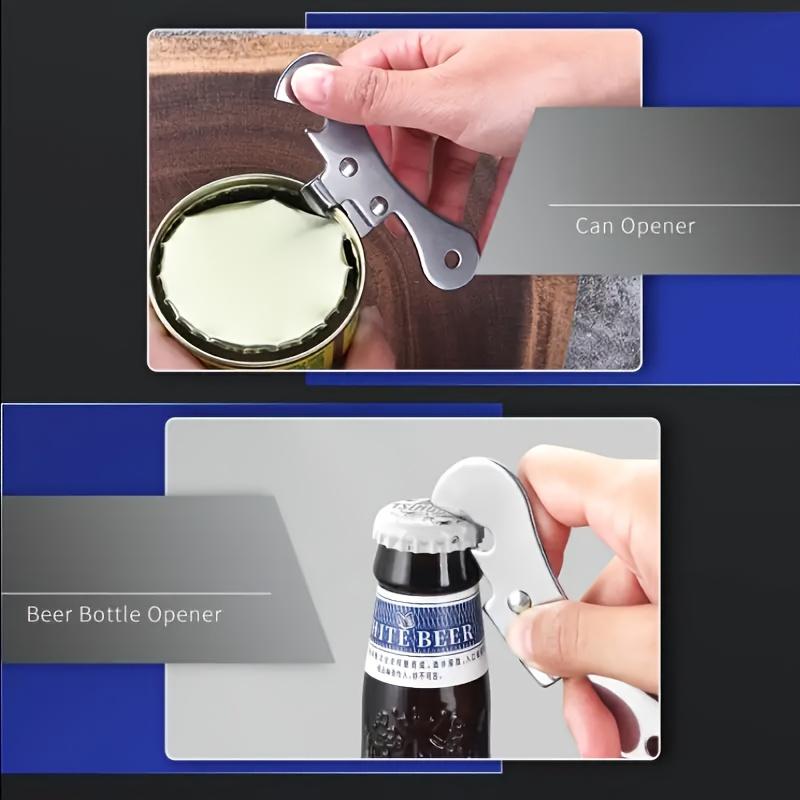 Multi-Function Can Opener with Ergonomic Grip - Durable Kitchen Tool for Effortless Can Bottle Opening,Compact Portable Design