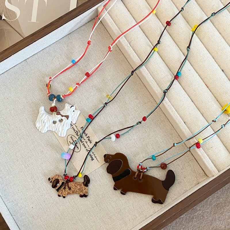 Collier Pendentif Pomme pour Femmes - Design Dessin Animé Huile Goutte Acrylique Chaîne Pull