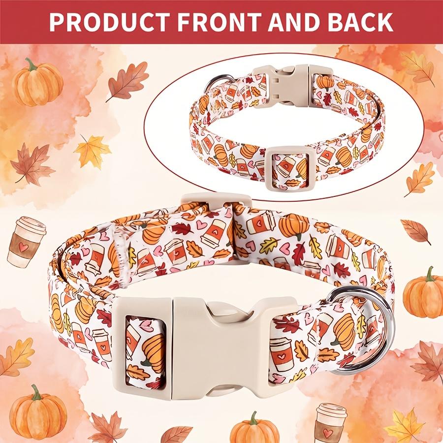 1pc Dog Collar, Polyester Adjustable Collar with Pumpkin & Coffee Cup Print, Festive Neck Strap for Small To Medium Breeds