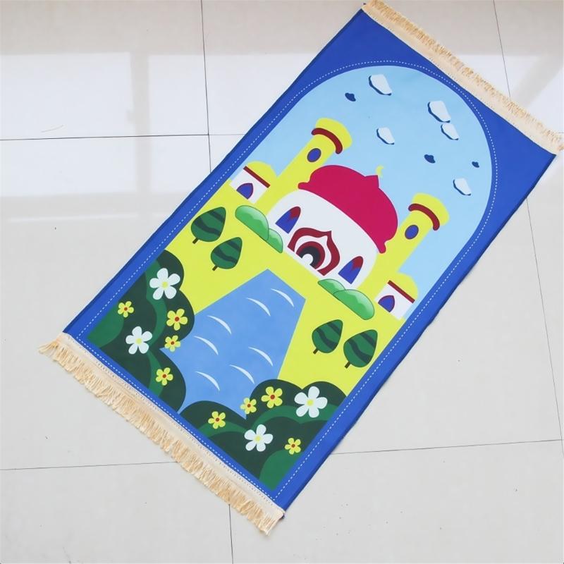 Cartoon Print Prayer Mat Worships Blanket Worship Floor Carpet Nonslip Soft Portable Travel Praying Rug Ramadans Gift