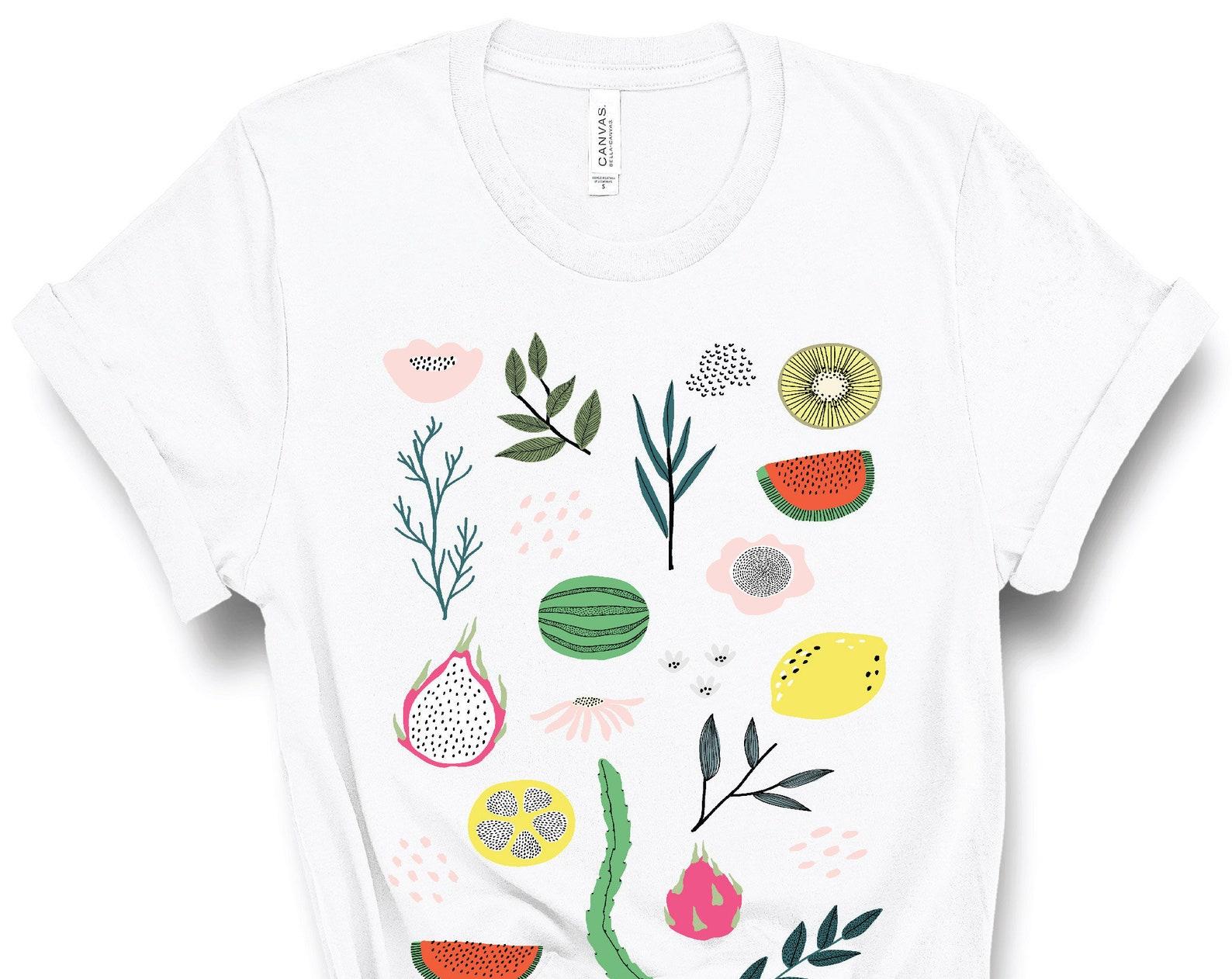 Botanical Shirt, Plant shirt, Summer Fruits, Wildflower Shirt, Gardening Shirt, Plant Based, Botanical T Shirt, Botanical Tee, Gift For Her S