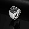 Punk Style Stainless Steel Signet Square Finger Rings for Men, Waterproof Gray Cubic Zircon Chunky Ring, Fashion Jewelry Gift