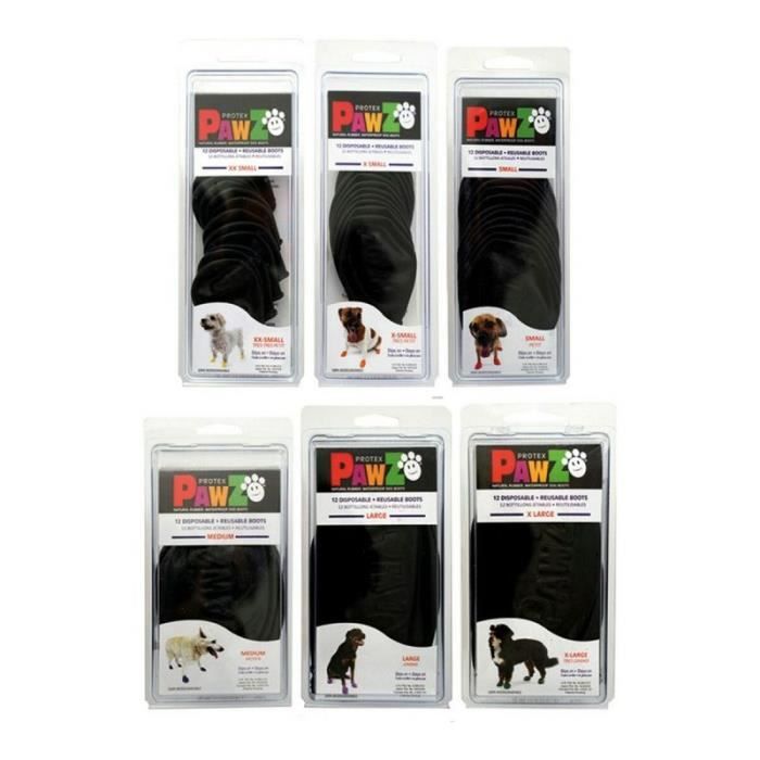 Bottes Pour Chien - Pawz - Small - Noir - 100% Caoutchouc Naturel - Imperméables - Biodegradables